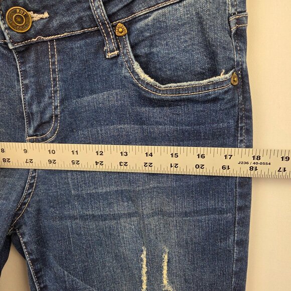Kut From The Kloth Lightly Distressed Straight-Leg Denim Jeans Size 8 - Picture 8 of 13